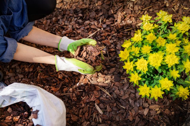 Pine Bark Mulch Installation